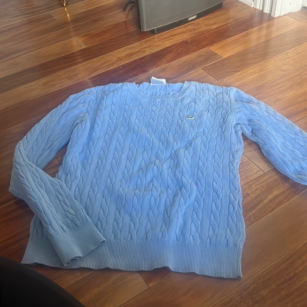 Lacoste Sky Blue Cable Knit Sweater
